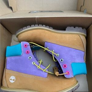 Timberland purple, blue and Tan Boots